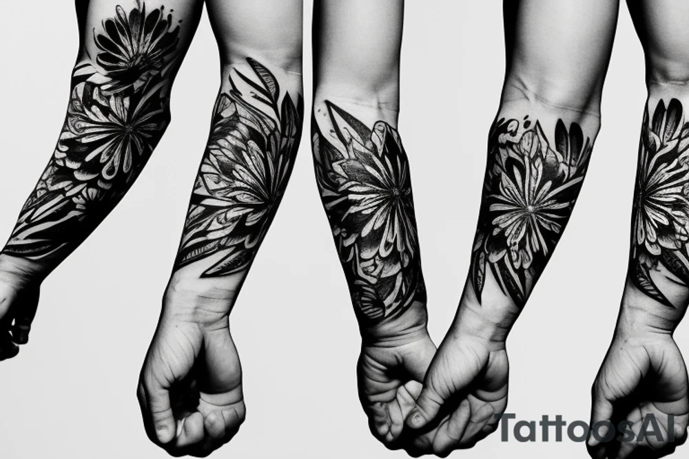 Masculine nature forearm sleeve with middle band tattoo idea