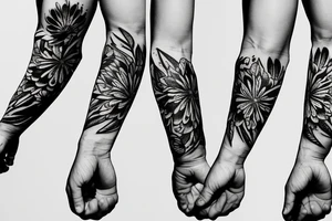 Masculine nature forearm sleeve with middle band tattoo idea