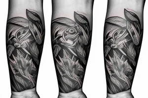 Masculine nature forearm sleeve with middle band tattoo idea