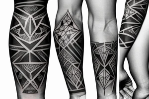 Masculine nature forearm sleeve with middle band geometry long tattoo idea