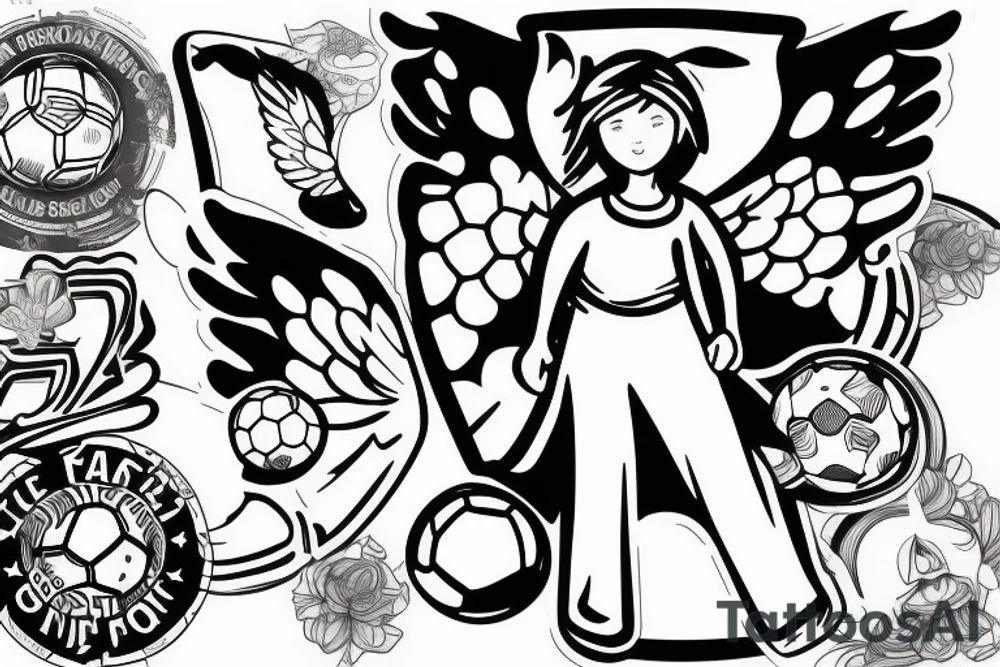 angel with a soccer shirt on tattoo idea