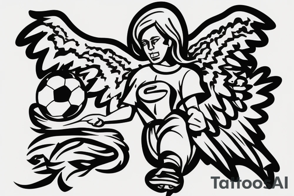 angel with a soccer shirt on tattoo idea
