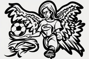 angel with a soccer shirt on tattoo idea