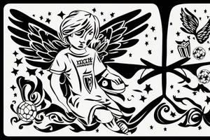 angel with a soccer shirt on tattoo idea