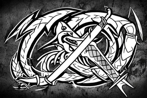 sword with school oof the viper symbol in the handle with the witcher 3 signs tattoo idea