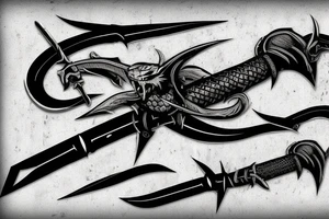 sword with school oof the viper symbol in the handle with the witcher 3 signs tattoo idea