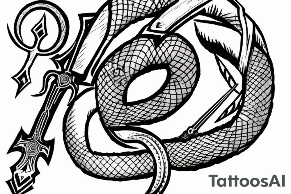 sword with viper symbol in the handle as a rune tattoo idea