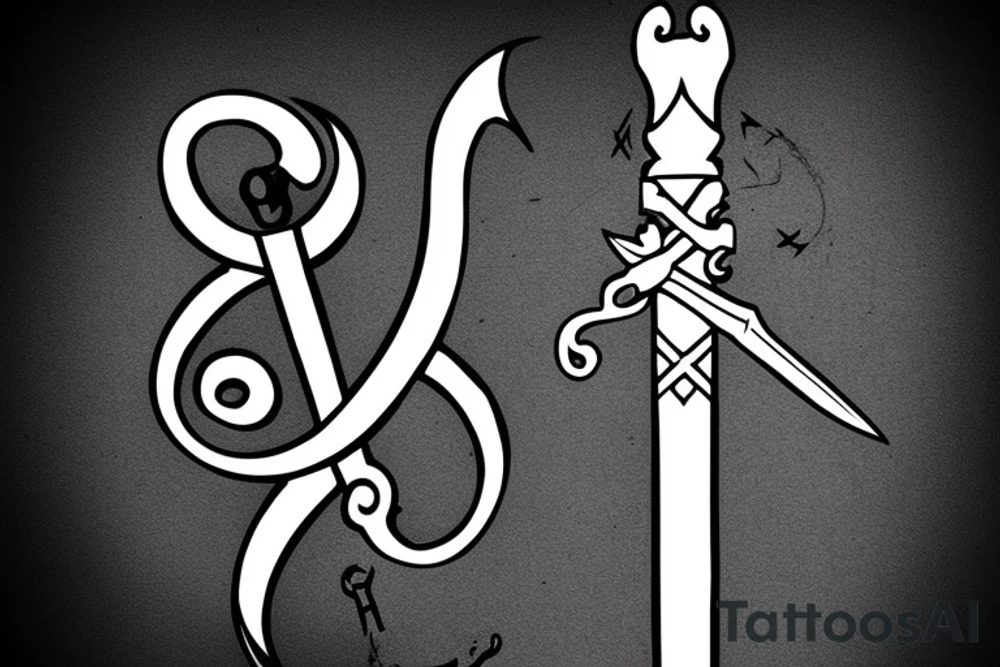 sword with viper symbol in the handle as a rune tattoo idea
