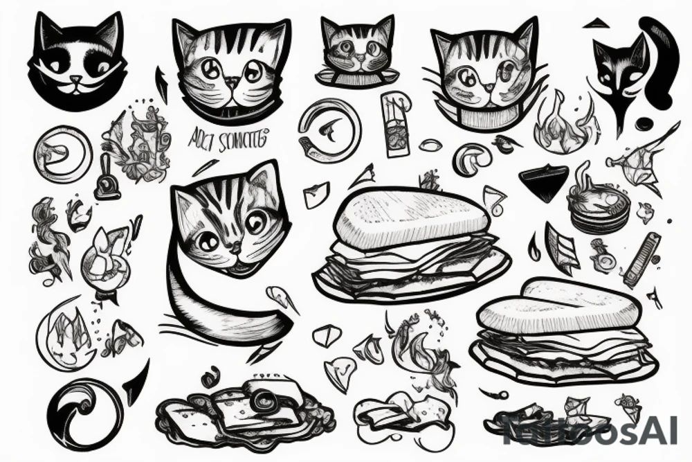 Cat summoning a sandwich tattoo idea