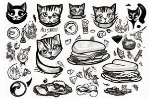 Cat summoning a sandwich tattoo idea