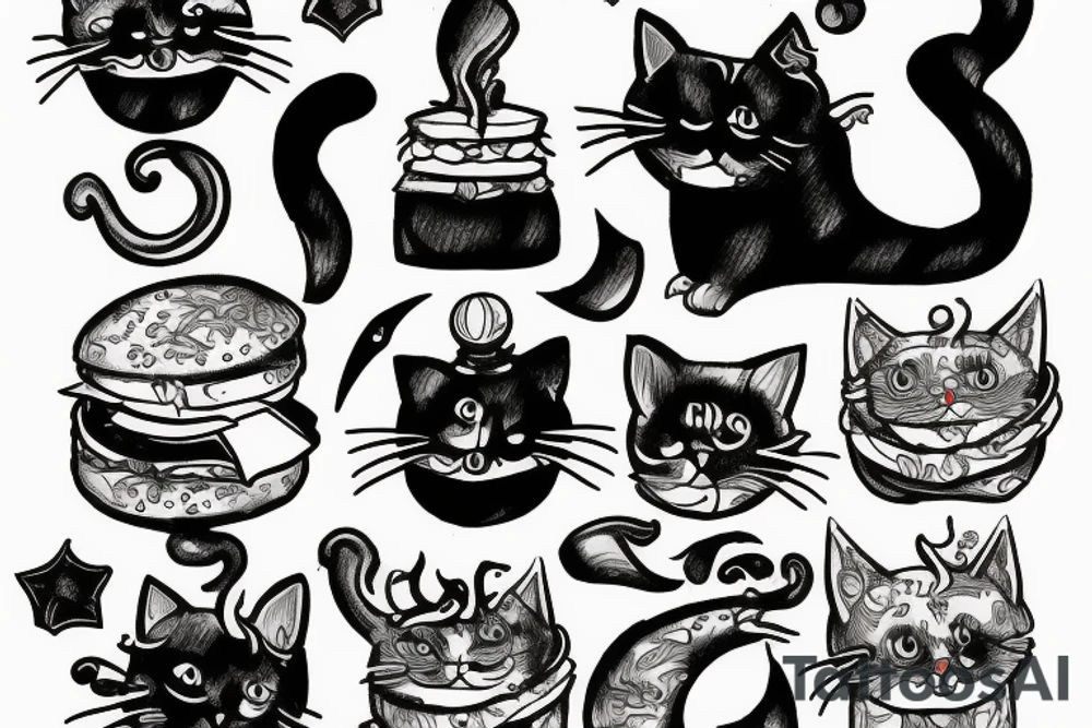 Cat summoning a sandwich tattoo idea