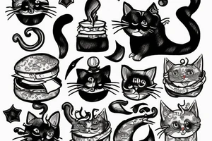Cat summoning a sandwich tattoo idea