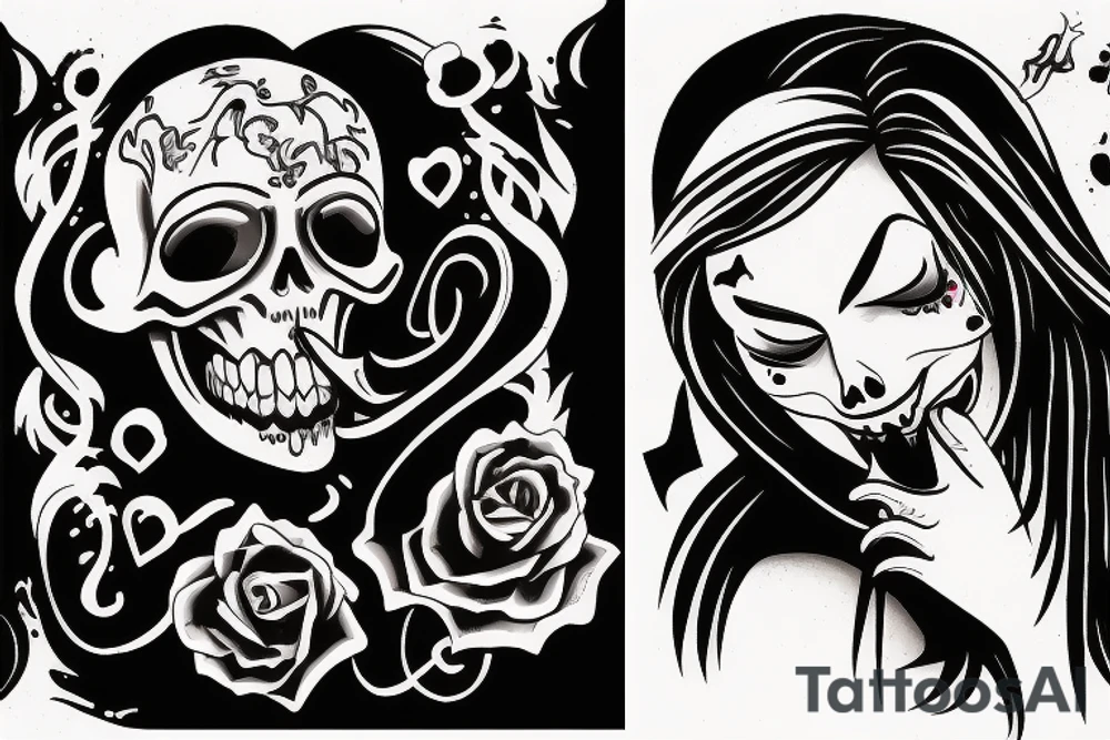 Grim reaper kissing girl tattoo idea