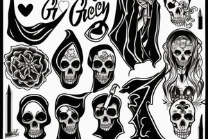 Grim reaper kissing girl tattoo idea