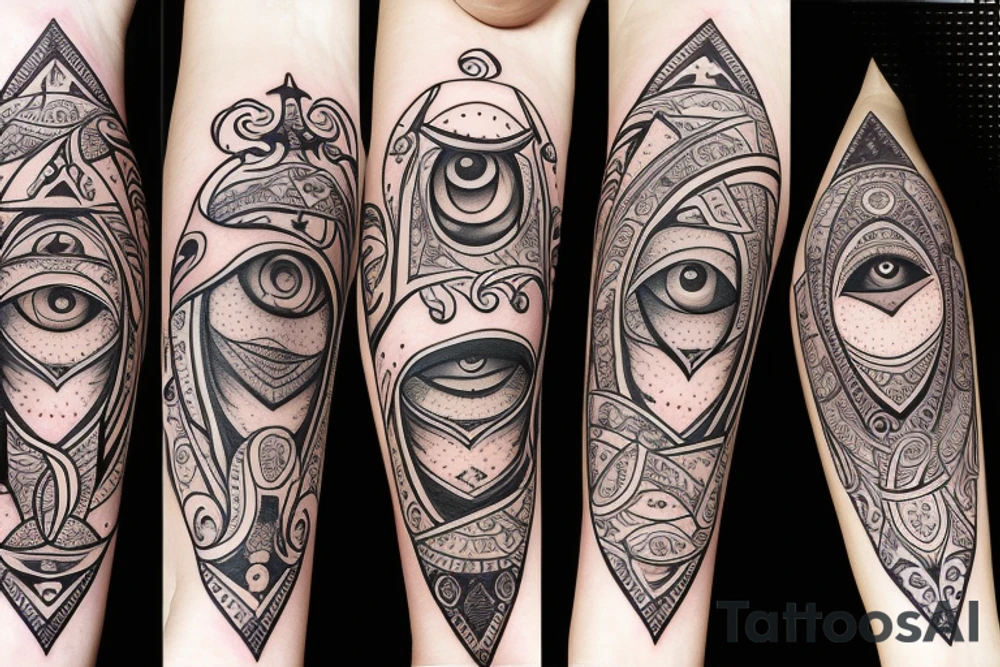 Fantasy multiple personality with the all seeing eye tattoo idea