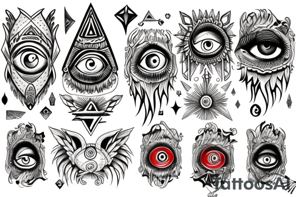 Fantasy multiple personality with the all seeing eye tattoo idea