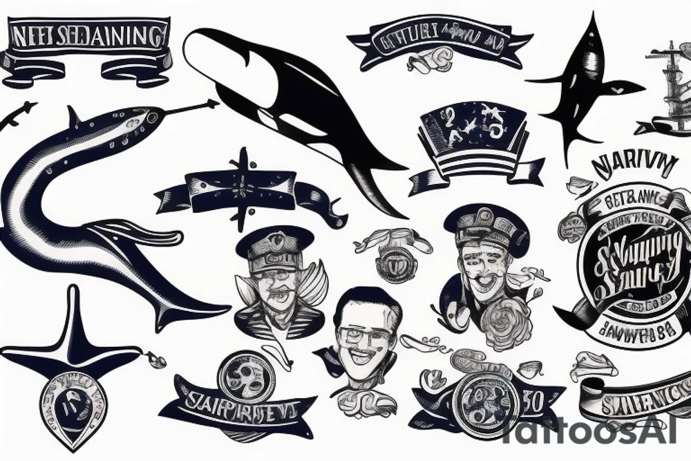 Wedding anniversary navy submarine service swallow tattoo idea