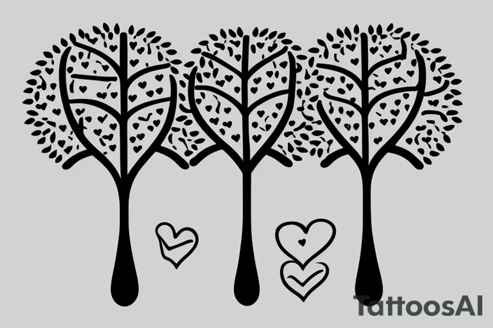 Two hearts become DNA strands and then becomes a tree tattoo idea