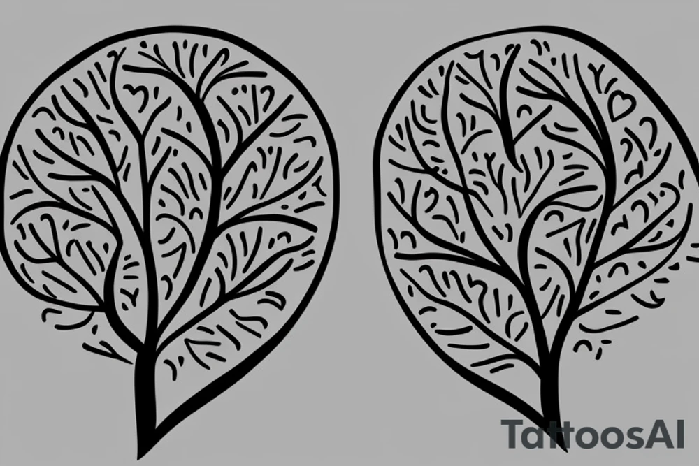Two hearts become DNA strands and then becomes a tree tattoo idea