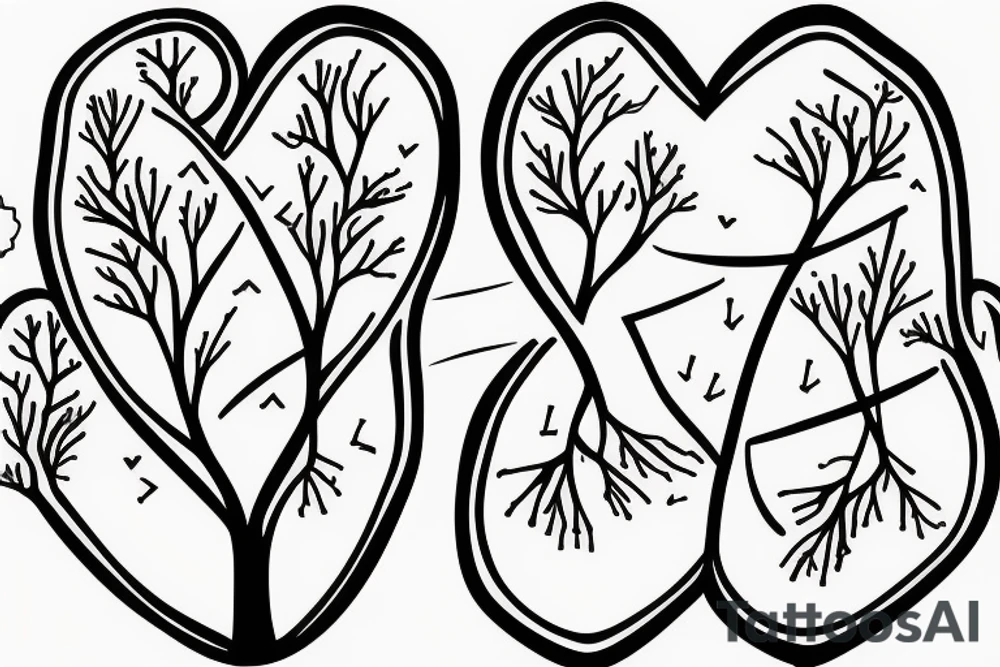Two hearts become DNA strands and then becomes a tree tattoo idea