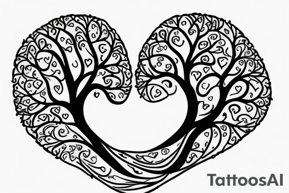 Two hearts become DNA strands and then becomes a tree tattoo idea