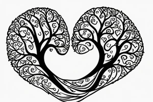 Two hearts become DNA strands and then becomes a tree tattoo idea