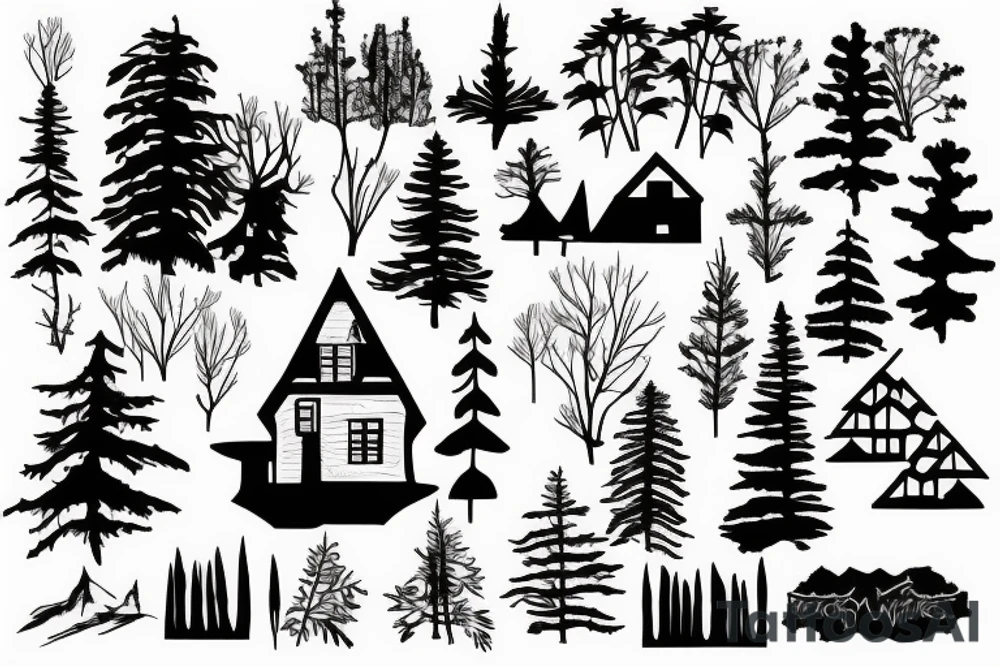 House mount river forest tattoo idea