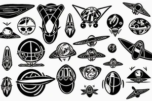 Ufo fly to planet tattoo idea