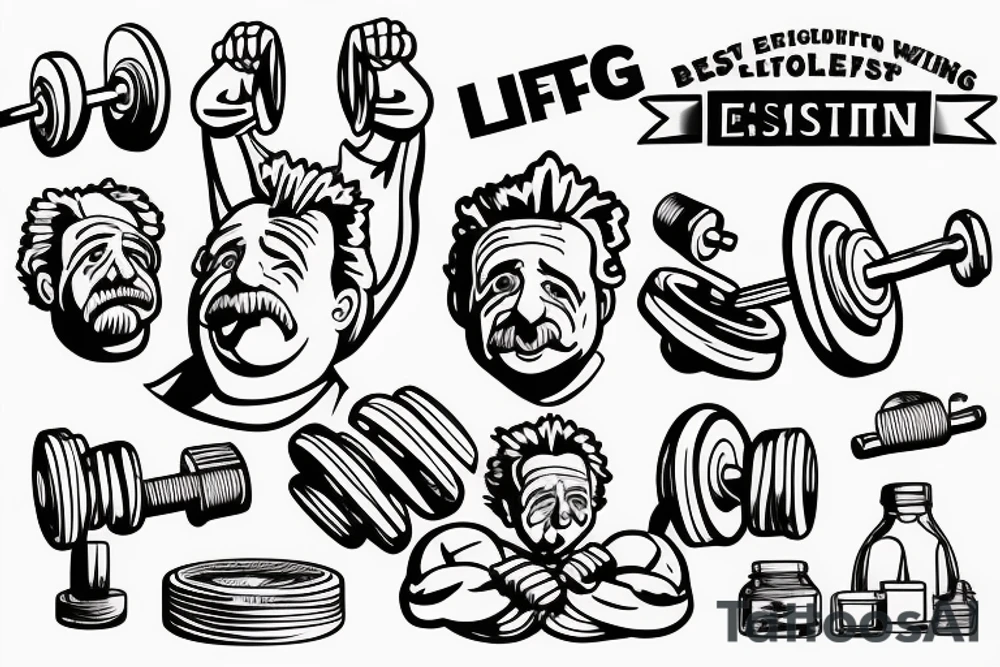 einstein lifting weights tattoo idea