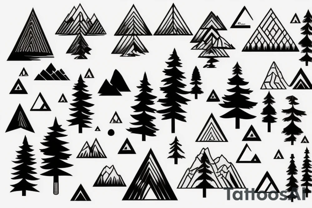 Mountain with pine trees tattoo idea