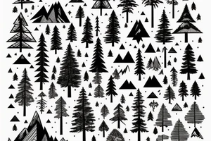 Mountain with pine trees tattoo idea