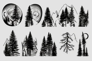 Mountain with pine trees tattoo idea