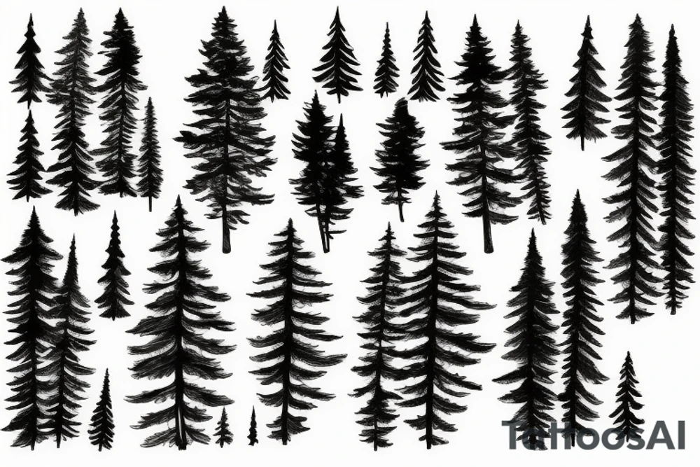 Mountains with pine trees tattoo idea