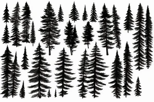Mountains with pine trees tattoo idea