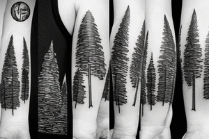 Mountains with pine trees tattoo idea