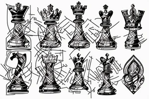 a chess board , a king piece and a hand hovering over the piece tattoo idea
