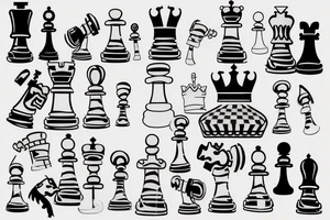 a chess board , a king piece and a hand hovering over the piece tattoo idea