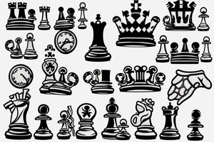 a chess board , a king piece and a hand hovering over the piece tattoo idea