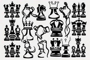 a king and a hand hovering over a chess board tattoo idea