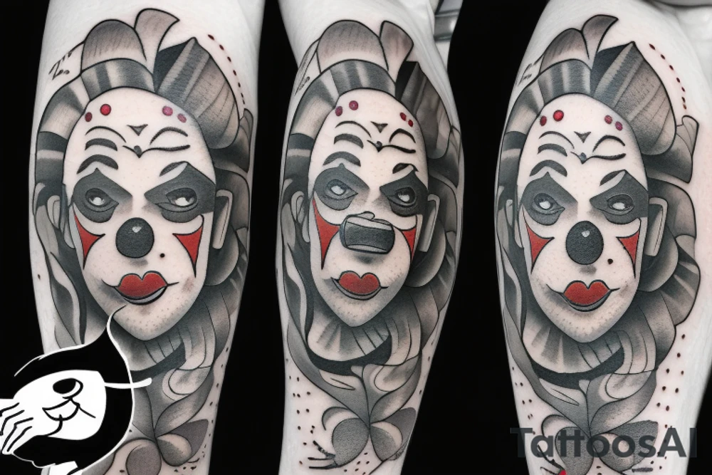 sad clown on a bench tattoo idea