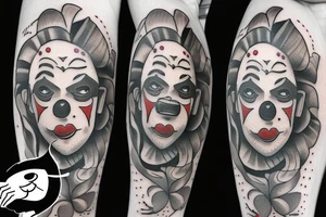 sad clown on a bench tattoo idea