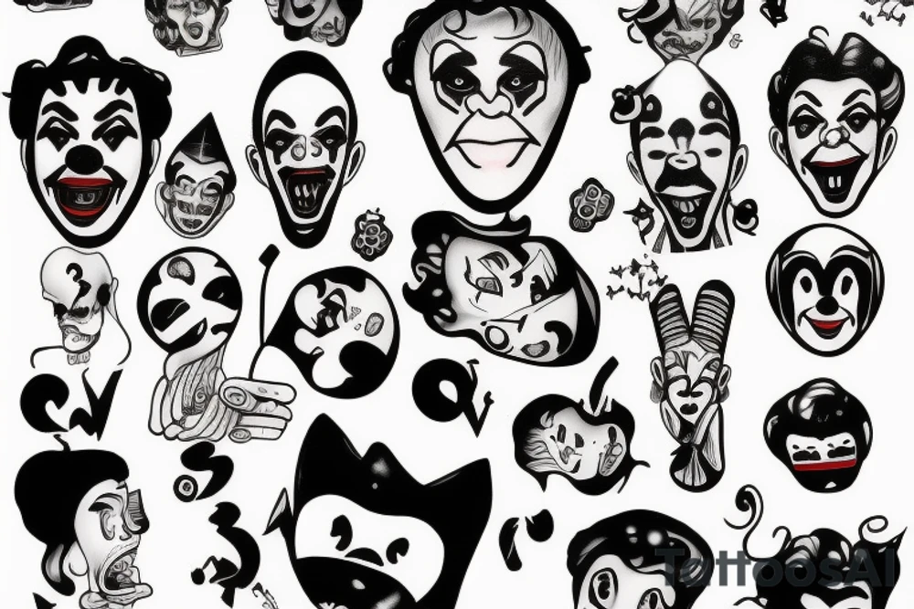 sad clown on a bench tattoo idea