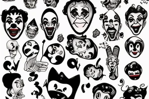 sad clown on a bench tattoo idea