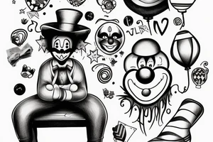 sad clown on a bench tattoo idea