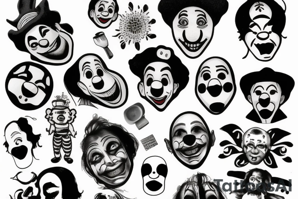 sad clown tattoo idea