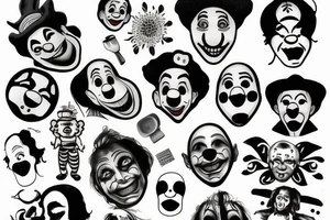 sad clown tattoo idea