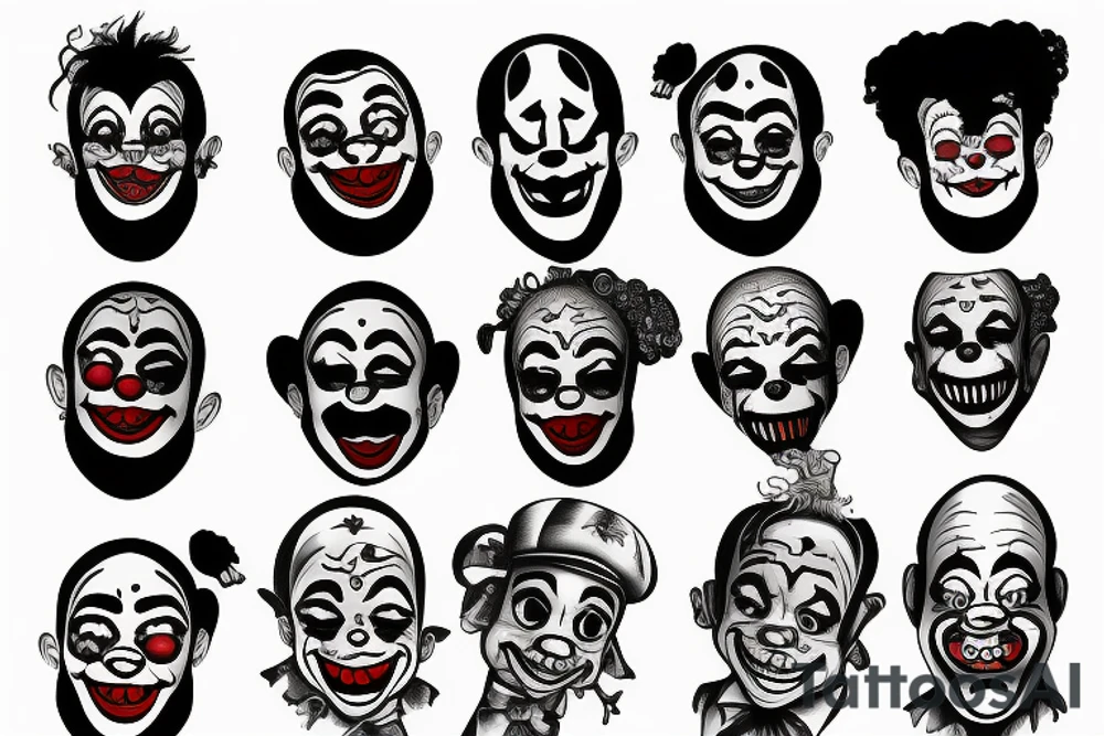 sad clown tattoo idea