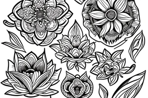 fine line, orchids, mandala, lotus tattoo idea