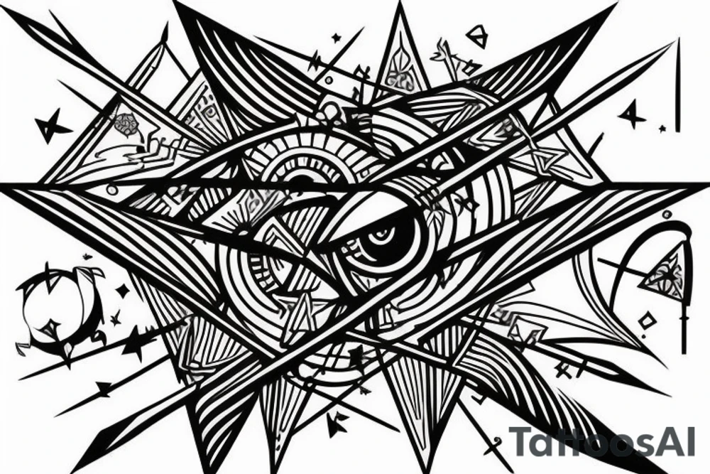 Arrow with a cardinal star and a fountain pen tip tattoo idea