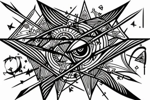 Arrow with a cardinal star and a fountain pen tip tattoo idea